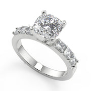Violet Shared Prong Assher Accents Cushion Cut Diamond Ring - Nivetta